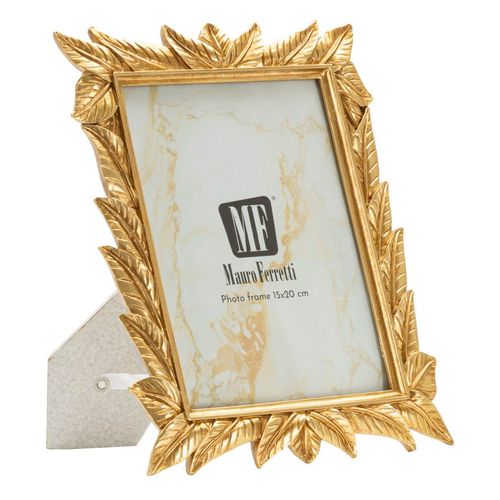 Cadre Photo Doré 21,2x26,8 Cm Format 15x20 Avec Bordure Feuilles De Laurier