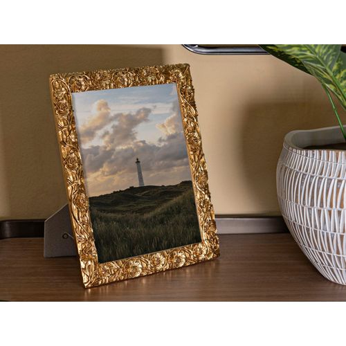 Cadre Photo Doré 25,3x30,3 Cm Format 20x25 Motif Floral Raffiné