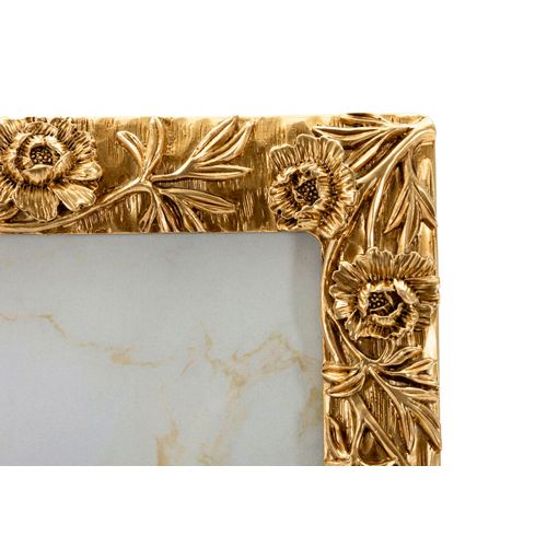 Cadre Photo Doré 19,8x25 Cm Format 15x20 Motif Floral Élégant