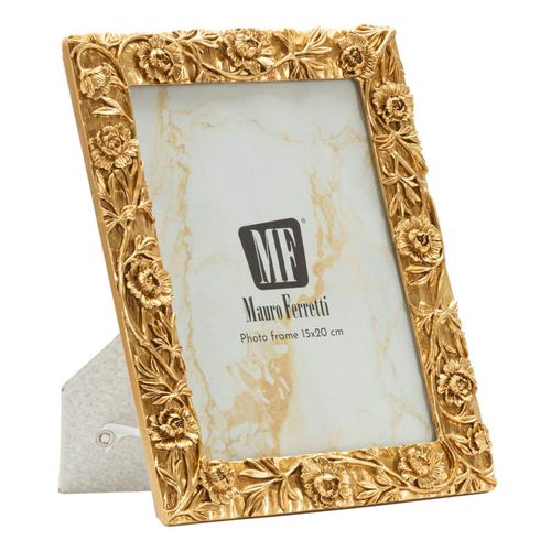 Cadre Photo Doré 19,8x25 Cm Format 15x20 Motif Floral Élégant