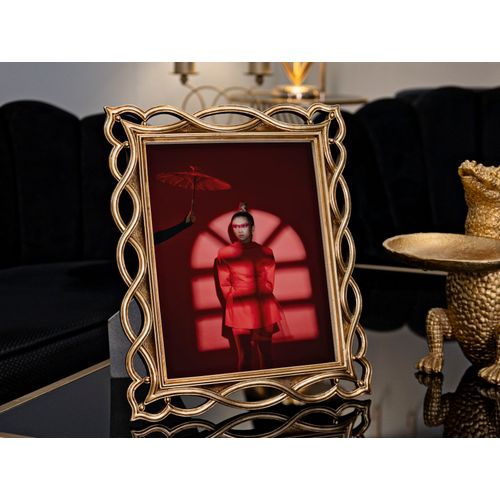 Cadre Photo Doré 28,5x33 Cm Format 20x25 Style Tressé Élégant Inspiré Des Vagues