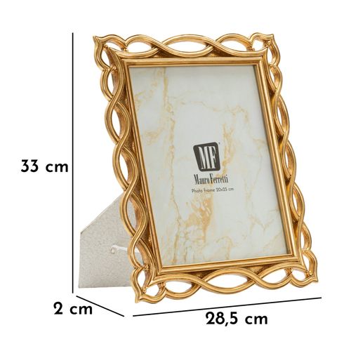 Cadre Photo Doré 28,5x33 Cm Format 20x25 Style Tressé Élégant Inspiré Des Vagues
