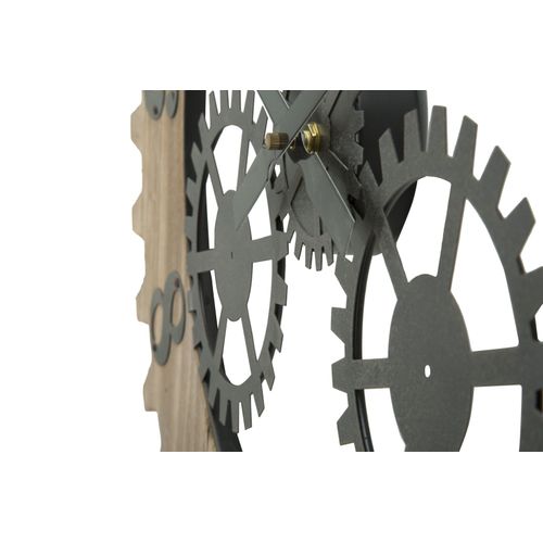 Horloge Murale Ø60 Cm Style Industriel En Métal Et Mdf Finition Bois Naturel