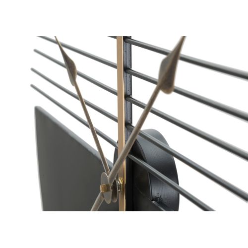 Horloge Murale Ronde Ø60 Cm Métal Noir Et Doré Avec Décor Géométrique Élégant