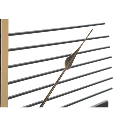 Horloge Murale Ronde Ø60 Cm Métal Noir Et Doré Avec Décor Géométrique Élégant