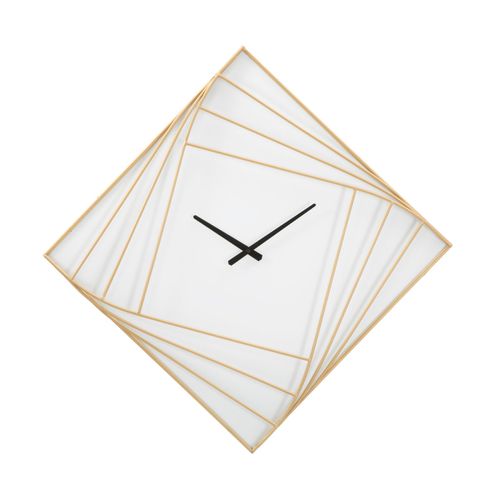 Horloge Murale Carrée 85 Cm En Métal Doré Au Design Géométrique Élégant