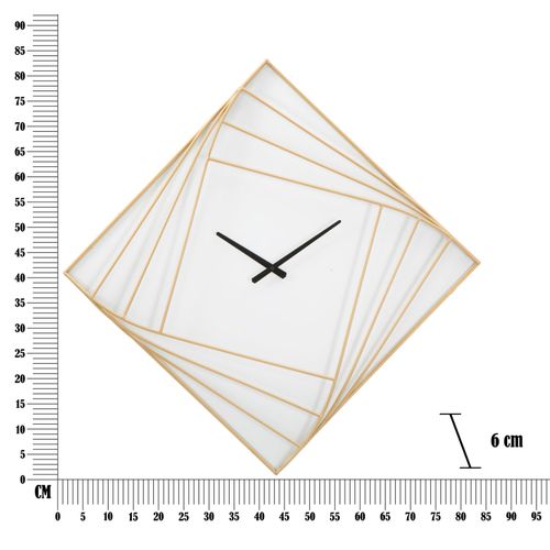 Horloge Murale Carrée 85 Cm En Métal Doré Au Design Géométrique Élégant