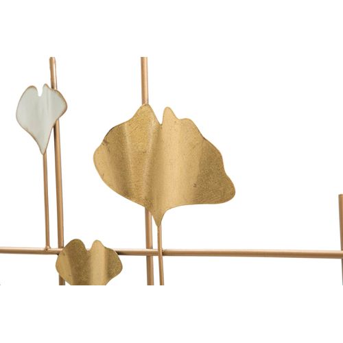 Grande Horloge Murale 3d 133 Cm Avec Panneau Géométrique Et Décorations Feuilles Dorées