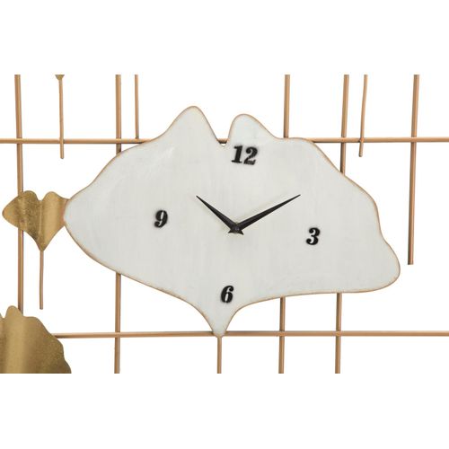 Grande Horloge Murale 3d 133 Cm Avec Panneau Géométrique Et Décorations Feuilles Dorées