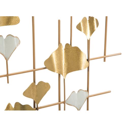 Grande Horloge Murale 3d 133 Cm Avec Panneau Géométrique Et Décorations Feuilles Dorées