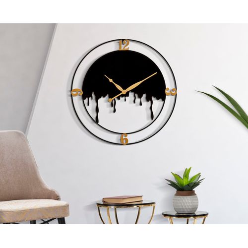 Horloge Murale Ronde Ø 66 Cm Design Élégant Noir Et Doré Pour Intérieur Moderne