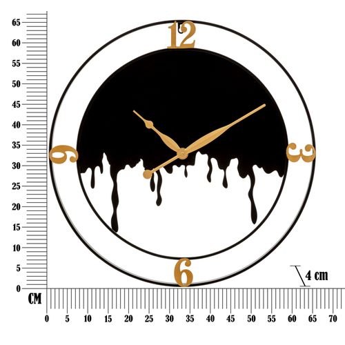 Horloge Murale Ronde Ø 66 Cm Design Élégant Noir Et Doré Pour Intérieur Moderne