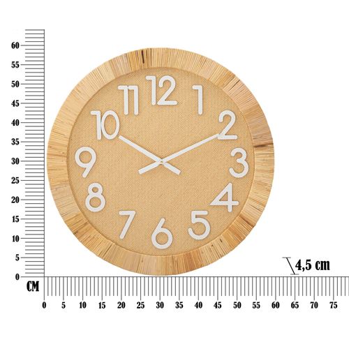 Horloge Murale Ronde 60 Cm Style Bohème En Mdf Et Rotin Finition Artisanale