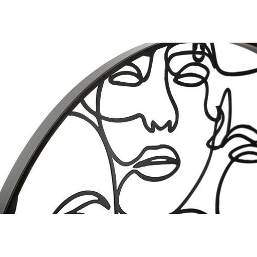 Horloge Murale Ronde 50 Cm Style Bohème Avec Cadran Visage Cubiste Noir