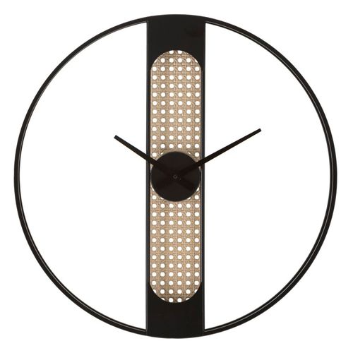 Horloge Murale Ronde 60 Cm Style Bohème Avec Décoration Centrale Façon Paille De Vienne