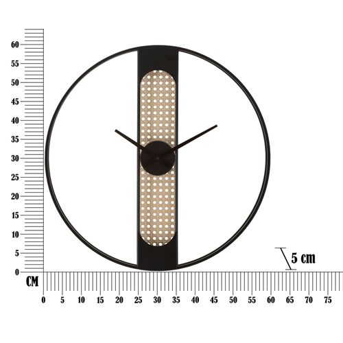 Horloge Murale Ronde 60 Cm Style Bohème Avec Décoration Centrale Façon Paille De Vienne