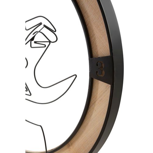 Horloge Murale Ronde 60 Cm Style Bohème Chic Avec Inserts Bois Et Visages Stylisés