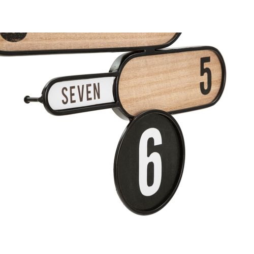 Horloge Murale Ronde 60 Cm Style Boho Chic Avec Figures Géométriques Arrondies Marron Et Noir