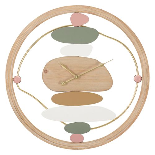 Horloge Murale 57 Cm Moderne En Métal Et Bois Avec Décor Abstrait Pastel Élégant