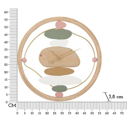Horloge Murale 57 Cm Moderne En Métal Et Bois Avec Décor Abstrait Pastel Élégant