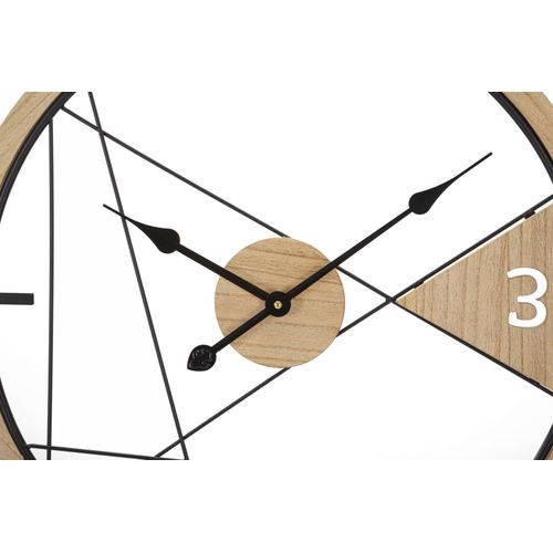 Horloge Murale Ronde 60 Cm En Métal Et Bois Au Design Géométrique Simple Et Moderne