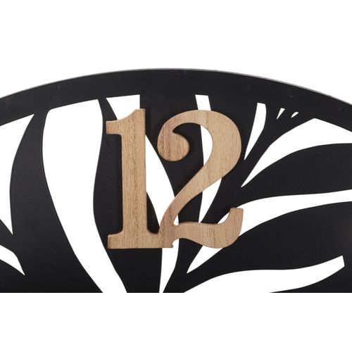 Horloge Murale Ronde 60 Cm En Métal Et Bois Au Design Moderne Inspiré Des Feuilles Tropicales