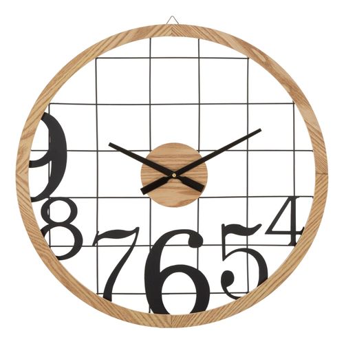 Horloge Murale Ronde 60 Cm En Métal Et Bois Au Design Géométrique Moderne En Carrés Réguliers