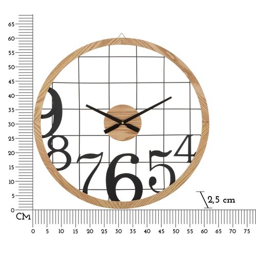Horloge Murale Ronde 60 Cm En Métal Et Bois Au Design Géométrique Moderne En Carrés Réguliers