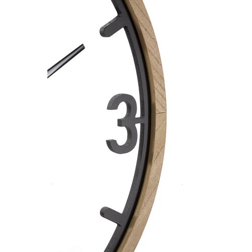 Horloge Murale Ronde 60 Cm En Métal Et Bois Avec Lignes Arrondies Et Régulières Design Moderne