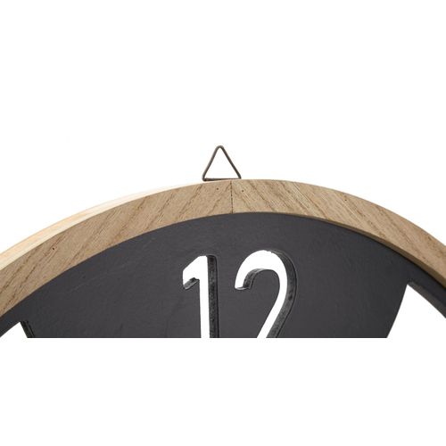 Horloge Murale Ronde 60 Cm En Métal Et Bois Avec Lignes Arrondies Et Régulières Design Moderne