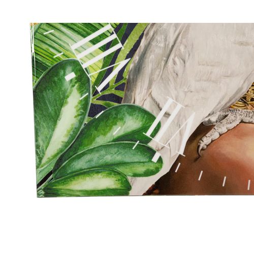 Horloge Murale 60 Cm En Mdf Avec Motif Femme Et Perroquet Aux Couleurs Vives