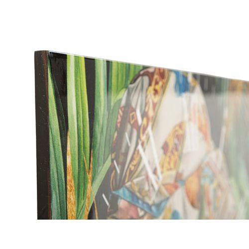 Horloge Murale 60 Cm En Mdf Avec Motif Femme Et Perroquet Aux Couleurs Vives