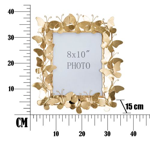 Cadre Photo Doré 35x15x38 Cm Pour Photo 20x25 Cm Avec Papillons Décoratifs Élégants