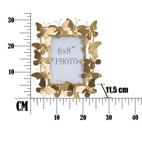 Cadre Photo Doré 28x11,5x30,5 Cm Pour Photo 15x20 Cm Avec Papillons Décoratifs Élégants