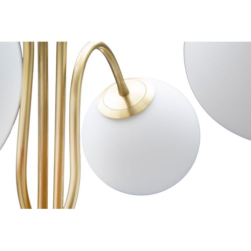 Lampadaire Glamy 4 Lumières Ø54x176 Cm Métal Doré Et Sphères Blanches