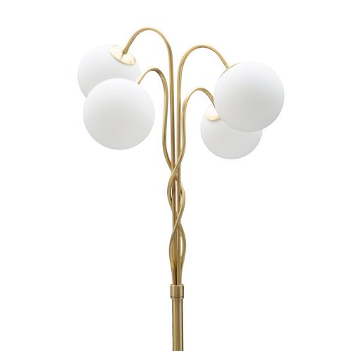 Lampadaire Glamy 4 Lumières Ø54x176 Cm Métal Doré Et Sphères Blanches