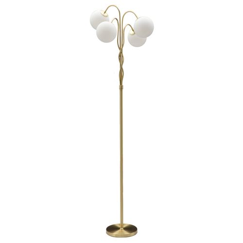 Lampadaire Glamy 4 Lumières Ø54x176 Cm Métal Doré Et Sphères Blanches