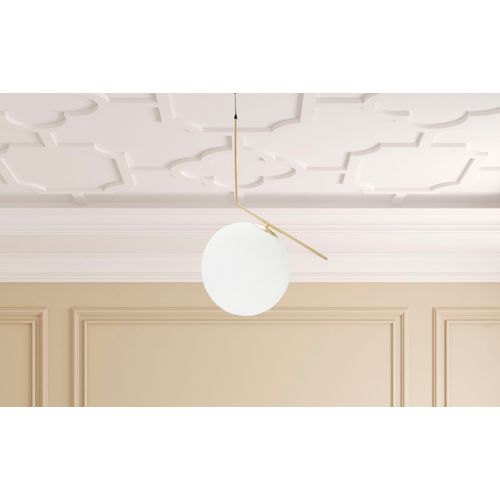 Suspension Glamy En Métal Doré Et Sphère En Verre Opaque 50x30x100 Cm