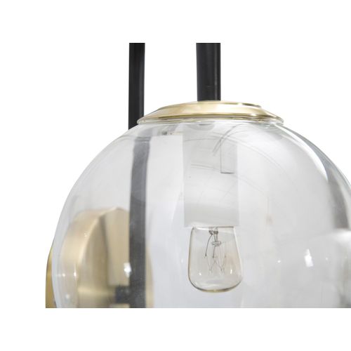 Applique Murale Double En Métal Noir Et Doré Avec Globes En Verre 36x24x45 Cm