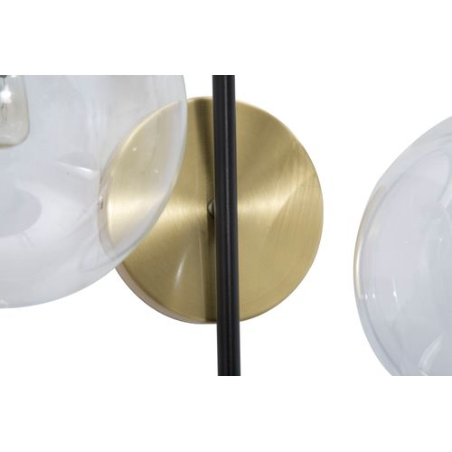 Applique Murale Double En Métal Noir Et Doré Avec Globes En Verre 36x24x45 Cm