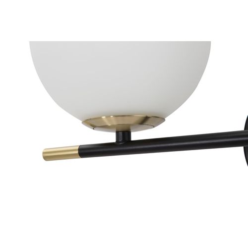 Applique Murale Double En Métal Doré Et Noir Avec Globes En Verre Blanc 30x17x35 Cm