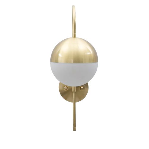 Applique Murale En Métal Doré Avec Globe En Verre Blanc 31x19x51 Cm