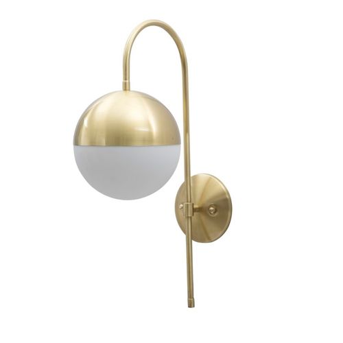 Applique Murale En Métal Doré Avec Globe En Verre Blanc 31x19x51 Cm