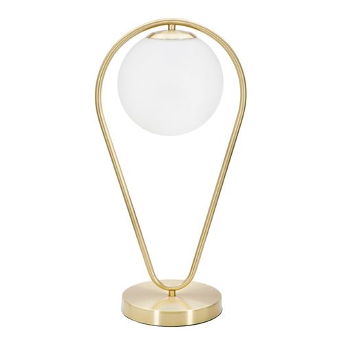 Lampe à Poser Glamy Drop Dorée Avec Globe En Verre Blanc 25x18x50 Cm
