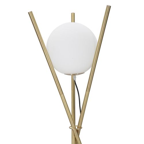 Lampadaire Élégant Ø55x155 Cm Métal Doré Avec Sphère En Verre Blanc