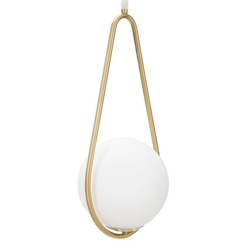 Suspension Design Doré Avec Globe En Verre Blanc, Forme Goutte, 1 Lumière