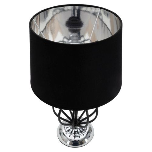 Lampe à Poser Métal Noir Et Argent Ø28x44,5 Cm Style Glamour