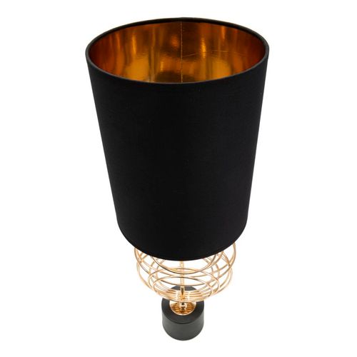 Lampe à Poser Métal Doré Et Abat-jour Noir Ø22,5x65 Cm Style Glamour