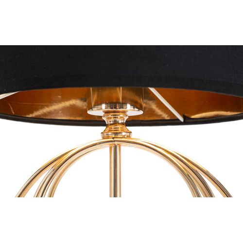 Lampe à Poser Métal Doré Et Abat-jour Noir Ø22,5x65 Cm Style Glamour