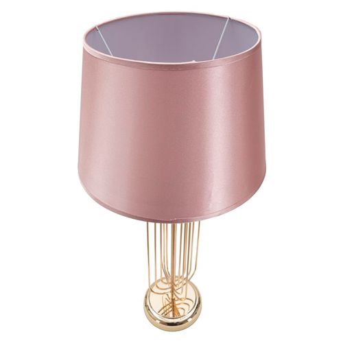 Lampe à Poser Métal Doré Et Abat-jour Tissu Rose Ø33x64 Cm Chic